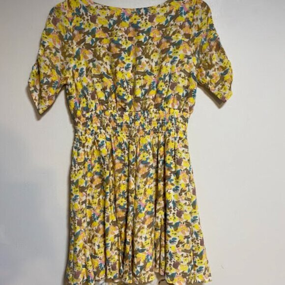Free People Women's Yellow Floral Mini Dress New with tags - Picture 12 of 13